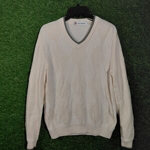Tonino Lamborghini Cream V-Neck Argyle Knit Sweater Mens‎ Size M